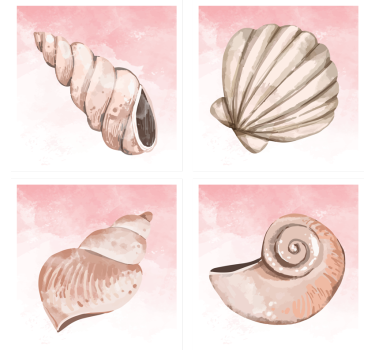 Moderne onderzetters schelpen met roze vlek - TenStickers
