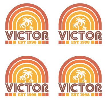 Gepersonaliseerde onderzetters retro palmbomen embleem - TenStickers