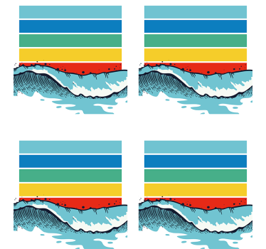 Onderzetters kleurvol golfpatroon - TenStickers