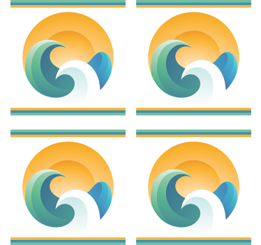 Moderne onderzetters gestileerde golven met zonsondergang - TenStickers