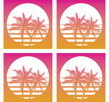 Enge onderzetters tropische zonsondergang silhouet - TenStickers