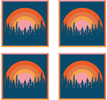 Moderne onderzetters gelaagd zonsondergang bos - TenStickers