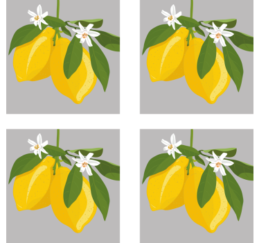 Moderne onderzetters gele citroenen met bladeren - TenStickers