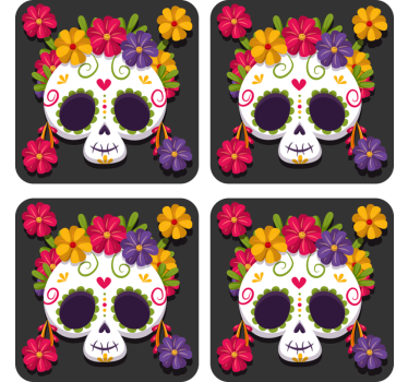 Enge onderzetters Dag van de dode bloemenonderzetter - TenStickers