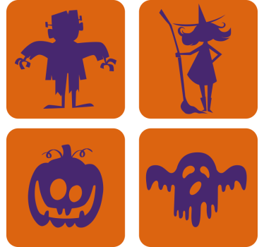 Halloween onderzetters frankenstein heks pompoen spook - TenStickers