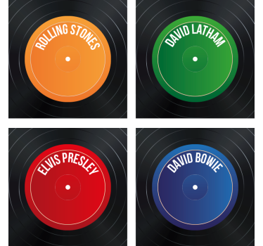 Enge onderzetters vinyl platen labels - TenStickers