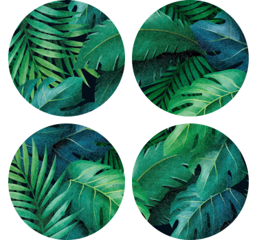 Moderne groene bladeren onderzetter - TenStickers