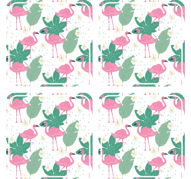 Enge onderzetters flamingo patroon met bladeren - TenStickers