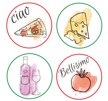 Gepersonaliseerde onderzetters met voedsel en drankmotieven - TenStickers