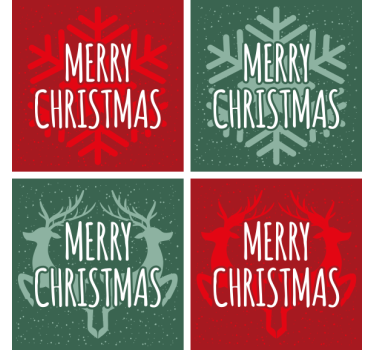 Groene en rode patronen Kerst onderzetters - TenStickers