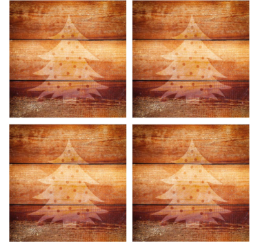 Onderzetters met texturen Kerstboom op houten structuur - TenStickers