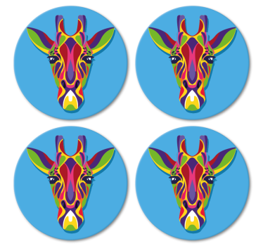 Moderne onderzetters Veelkleurige giraffe schilderij - TenStickers