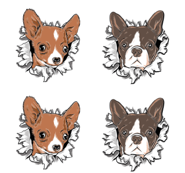 Enge onderzetters met chihuahua en bulldog gezichten - TenStickers