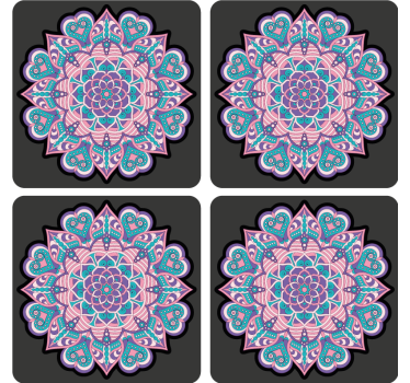 Enge onderzetters kleurrijk hart mandala - TenStickers