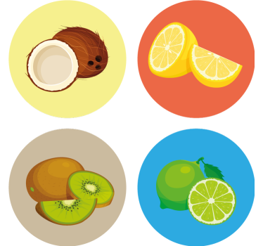 Moderne onderzetters fruit illustraties collectie - TenStickers