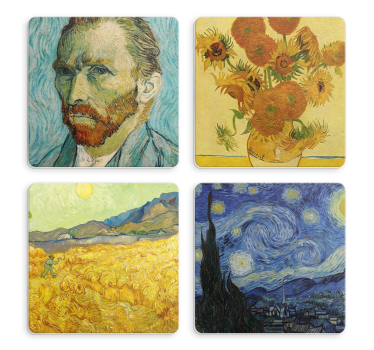 Portret van vincent en zonnebloemen vintage onderzetters - TenStickers