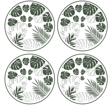Onderzetters lush greenery cirkel motief - TenStickers