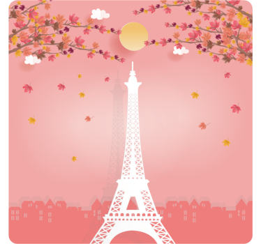 Moderne onderzetters eiffeltoren herfstscène - TenStickers