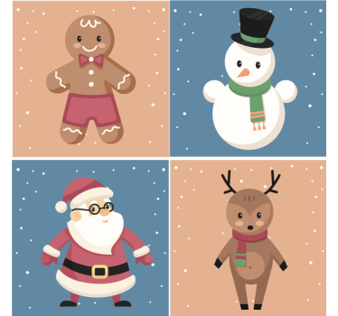 Kerst onderzetters feestelijke peperkoekfiguren - TenStickers