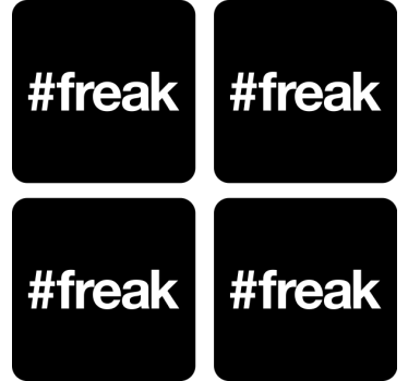 Enge onderzetters zwarte achtergrond met hashtag - TenStickers