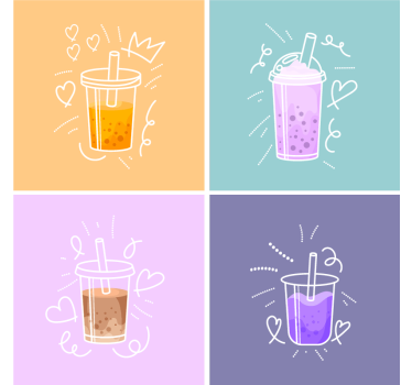 Moderne onderzetters met kleurrijke drankillustraties - TenStickers