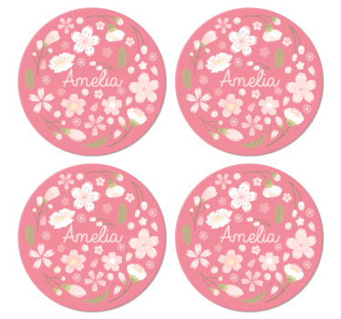 Moderne onderzetters Kersenbloesems met naam - TenStickers