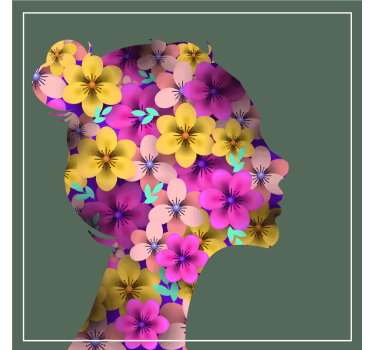 Moderne onderzetters bloemige silhouet profiel - TenStickers