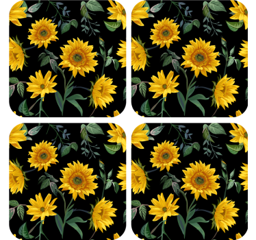 Moderne onderzetters zonnebloem bloemenpatroon - TenStickers