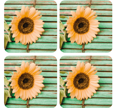Moderne onderzetters zonnebloem met groene achtergrond - TenStickers