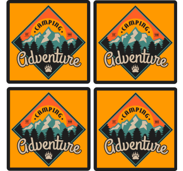 Camping avontuur retro onderzetters - TenStickers