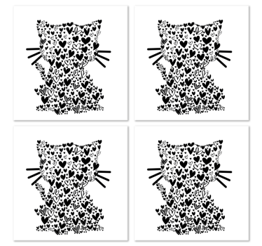 Enge onderzetters Kattenharten - TenStickers