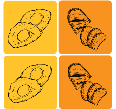 Moderne onderzetters gesneden avocado en brood - TenStickers