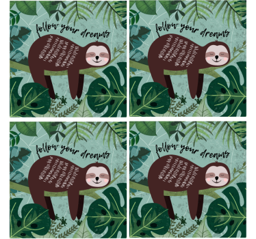Enge onderzetters met inspirerende sloth quote - TenStickers