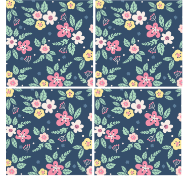 Moderne onderzetters met bloemenpatroon ontwerp - TenStickers