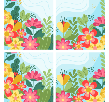 Moderne onderzetters levendige bloesem compositie - TenStickers