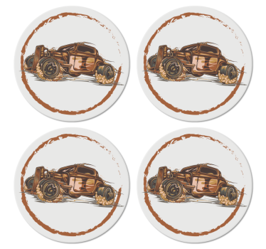 Vintage onderzetters klassieke raceauto illustratie - TenStickers