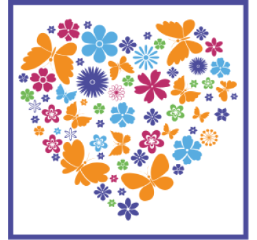 Moderne onderzetters bloemig hart arrangement - TenStickers