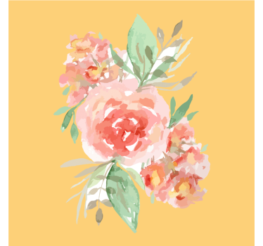Moderne onderzetters bloemboeket in aquarel - TenStickers