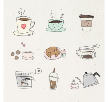 Moderne onderzetters drankillustratie collage - TenStickers