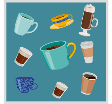 Moderne onderzetters voor diverse koffiemokken - TenStickers