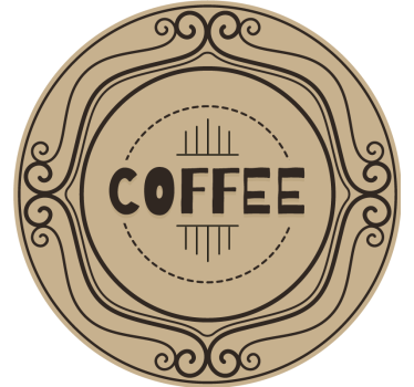 Gepersonaliseerde onderzetters elegant koffie cirkel embleem - TenStickers