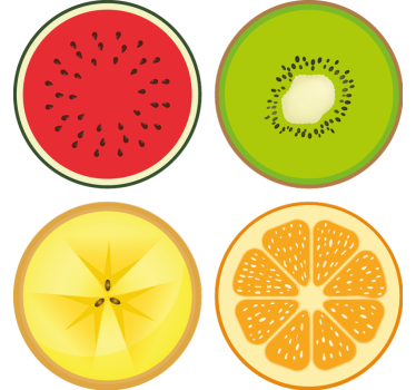 Moderne onderzetters fruit schijfjes set - TenStickers