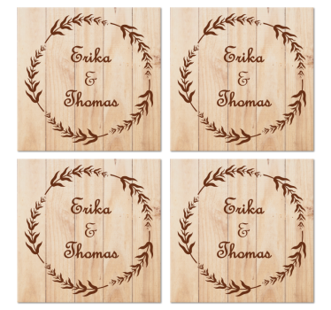 Gepersonaliseerde onderzetters Hout olijftak - TenStickers
