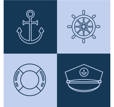 Moderne onderzetters met anker en maritieme iconen - TenStickers