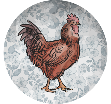 Moderne onderzetters met bloemige kip illustratie - TenStickers