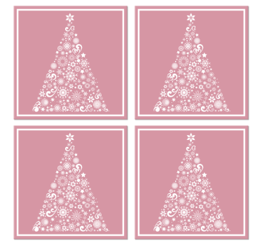Kerst onderzetters Feestelijke boom op roze - TenStickers