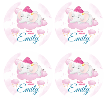 Gepersonaliseerde onderzetters sleepy elephant design - TenStickers