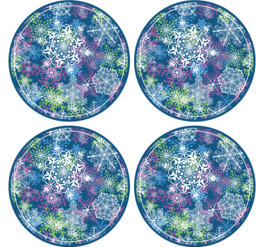 Kerst onderzetters Oplichtende sneeuwvlokken op blauwe achtergron - TenStickers