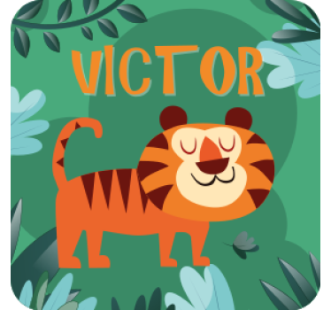 Gepersonaliseerde onderzetters vrolijke tijger illustratie - TenStickers