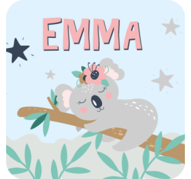 Gepersonaliseerde onderzetters schattige koala illustratie - TenStickers